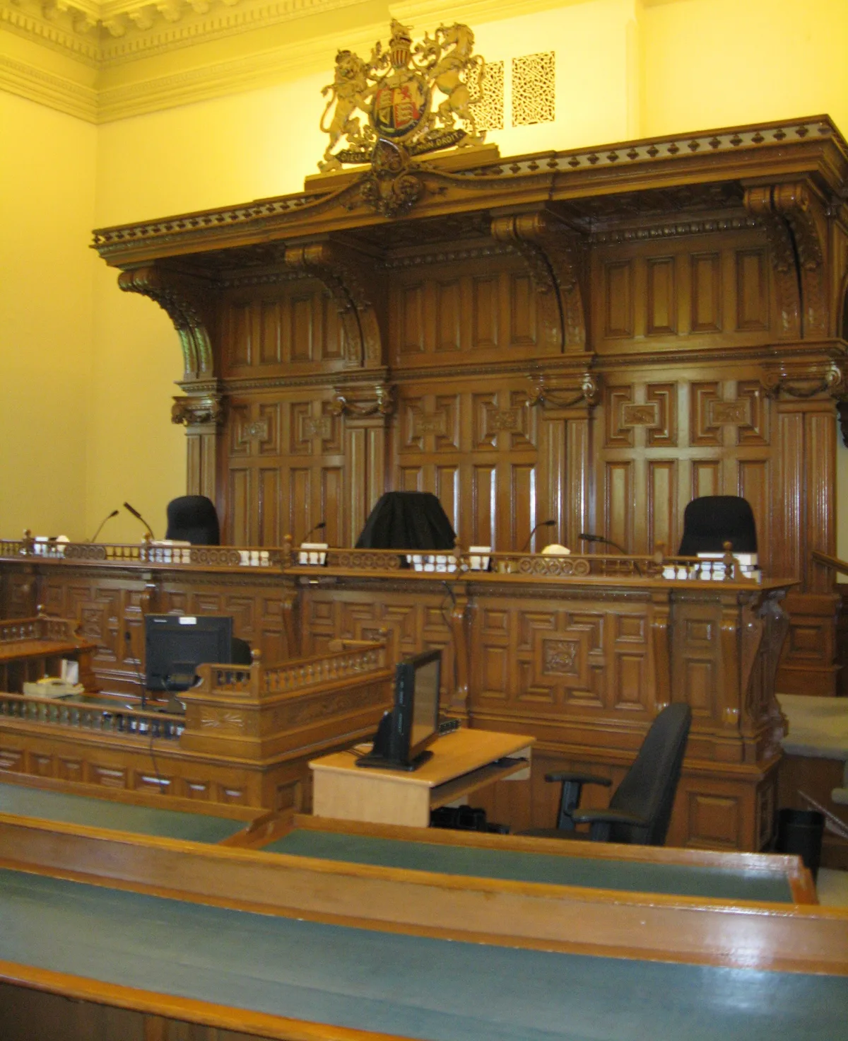 Osgoode Hall courtroom interior Toronto, Ontario criminal court proceedings